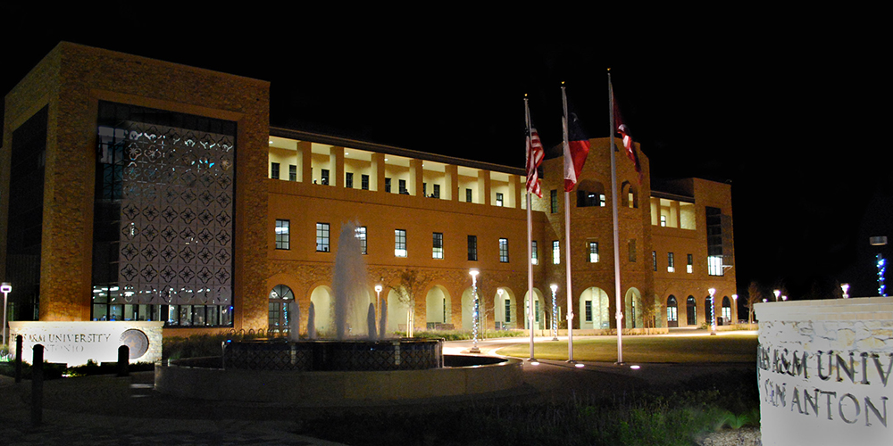 Campus Fountain at Night