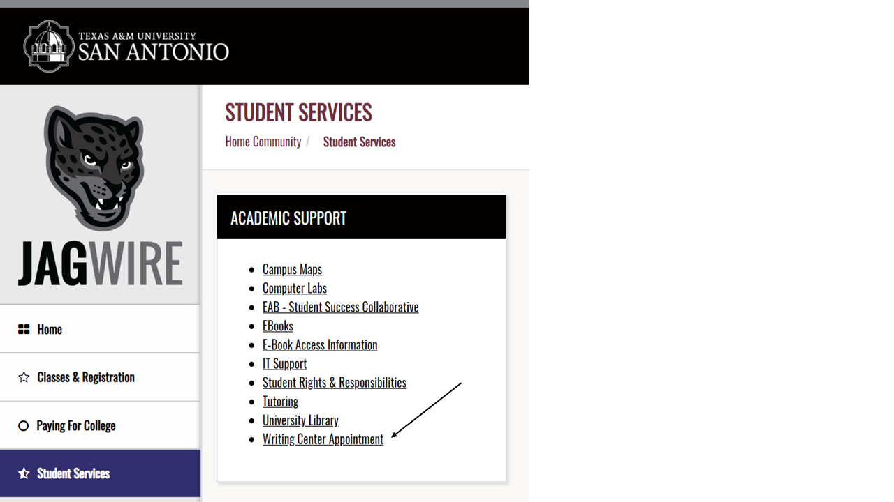 Writing Center Appointment Jagwire
