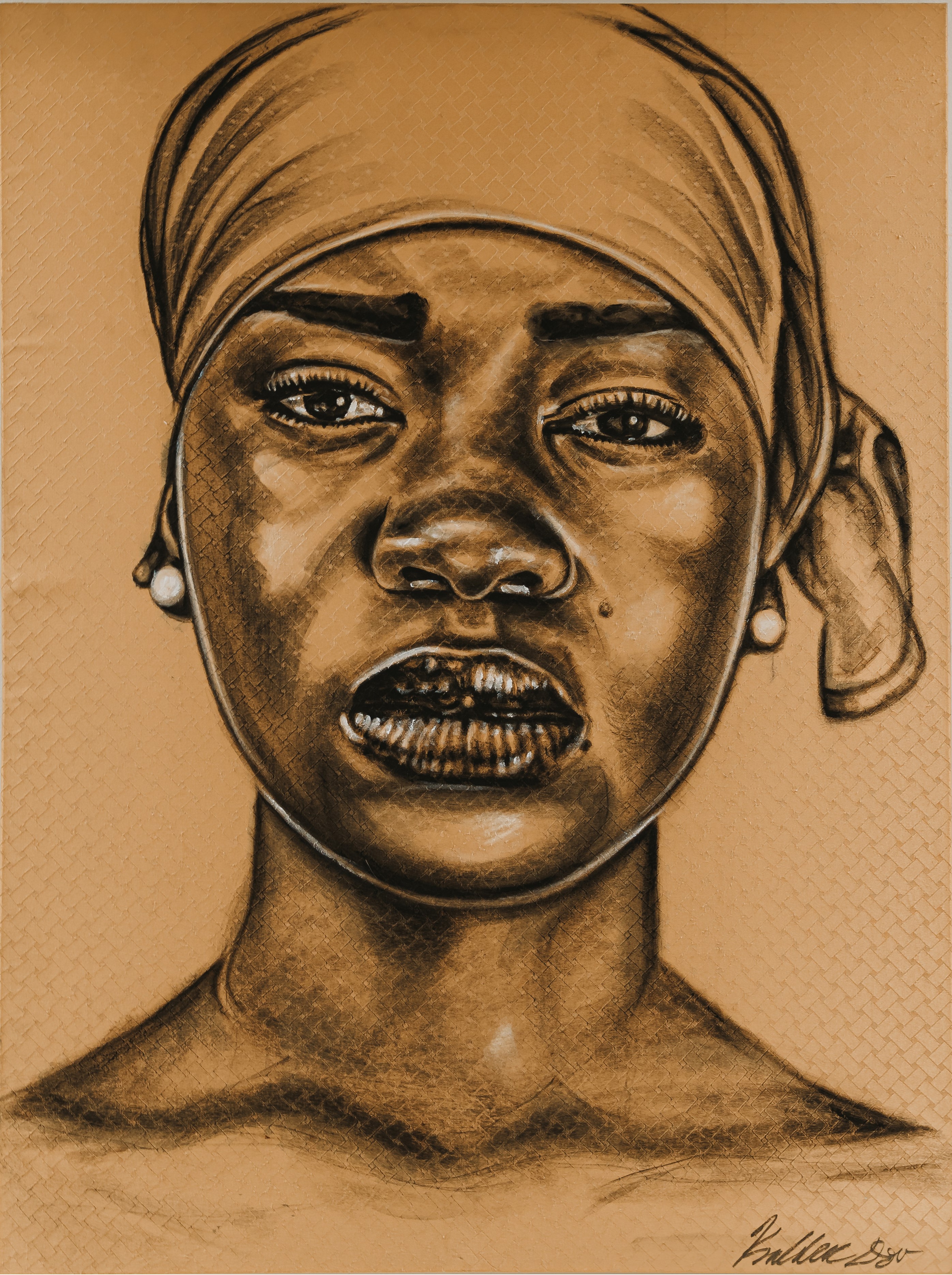 Woman on Gold Fabric Kaldric Dow