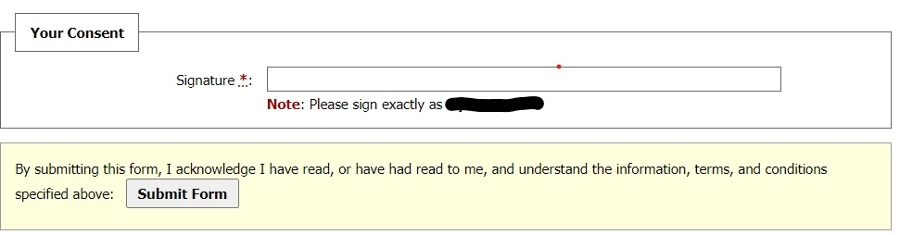 AIM- signature line of student agreement form