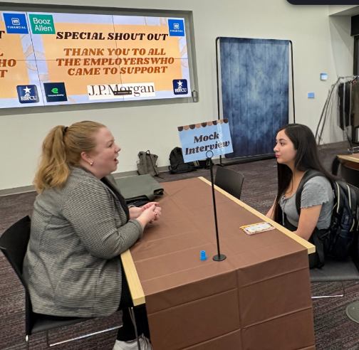 Career Counselor and a student doing a mock interview