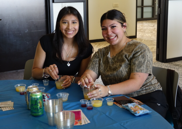 Students at a mocktail event.