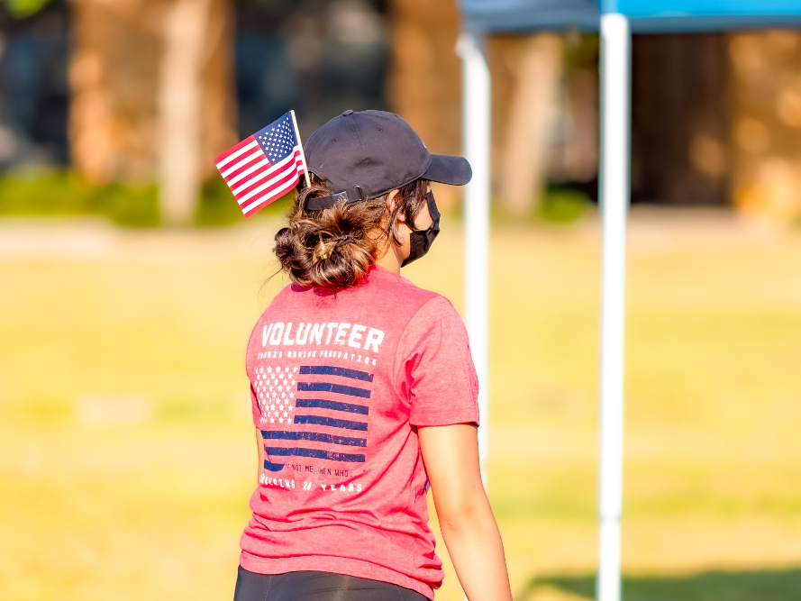 Woman with American flag